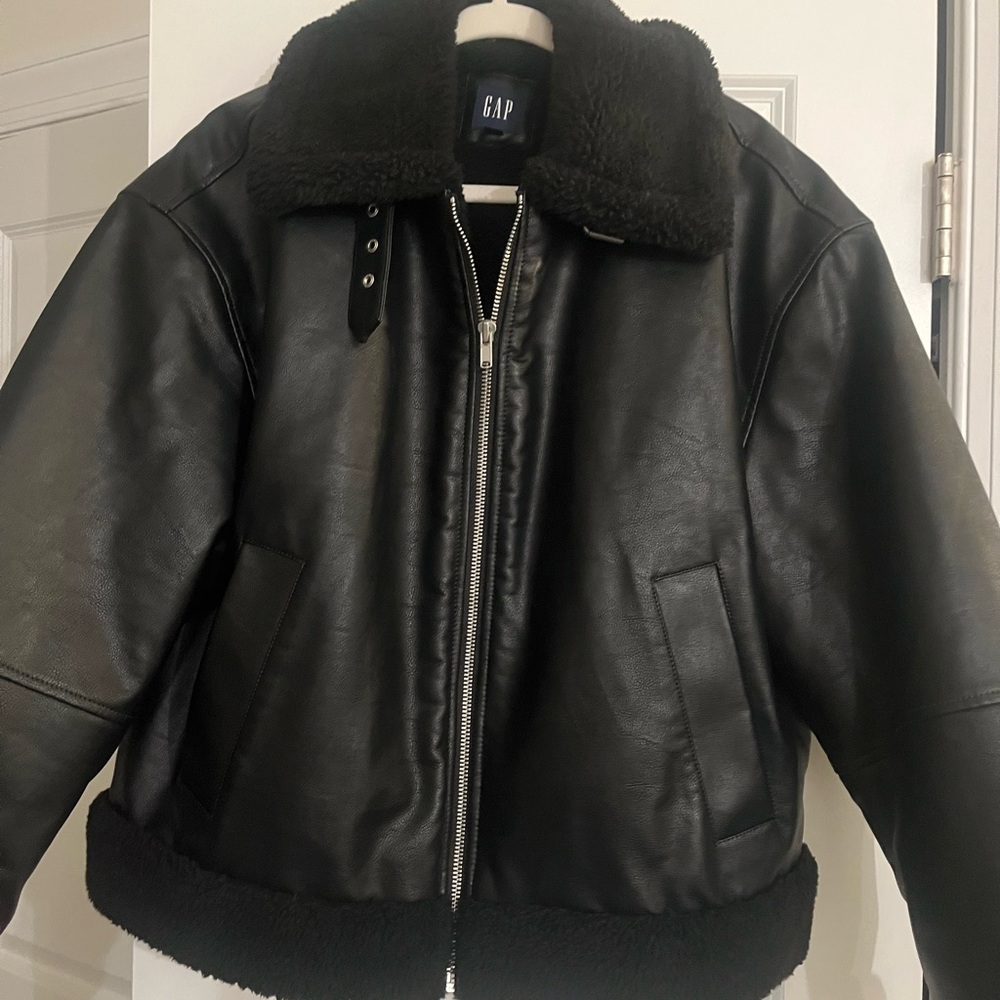 GAP Black Shearling Collar Jacket XL NWOT